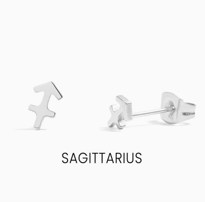 Maevi® Sterrenbeeld Oorbellen - Boogschutter / Sagittarius - Kleur: Zilver - RVS / Roestvrijstaal / Stainless Steel - Luxe Oorbellen - Hoge Kwaliteit - Verkleurt niet - Oorknopjes / Oorhanger - Incl. Luxe Cadeauverpakking - Zilveren Oorbellen