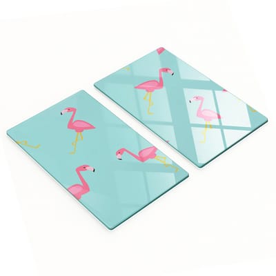 Multifunctionele decoratieve snijplanken van gehard staal voor de keuken, flamingo's, 2x30x52 cm