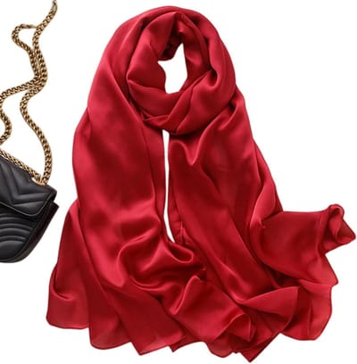 Dames Sjaal - Zijde Accessoire - Stijlvolle Outfit - Geweefd Materiaal - Lange Sjaal - Effengekleurd