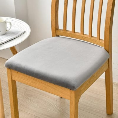 Housse de coussin de siège en velours doux, housse de chaise extensible, décoration de maison, pour salle à manger, cuisine, bureau, amovible, lavable 1 piece grise