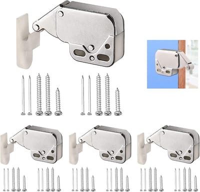 4 Stks Touch Catch Latch, Automatische veervergrendeling, Veerslot, Mini Latch Automatische Lente Catch, voor Raamschuur Gate Kabinet Kast Deuren