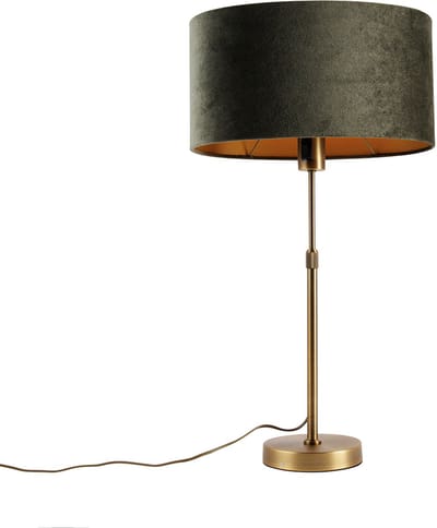 QAZQA parte shade - Moderne Tafellamp met kap - 1 lichts - H 66 cm - Brons - Woonkamer | Slaapkamer | Keuken