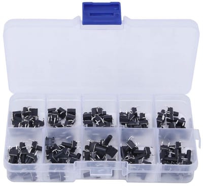 Dailygoods - Micro Toetsschakelaars - Assortiment kit - 100 stuks - Waterdicht - Drukknop - Geschikt voor elektronica - 10 verschillende maten