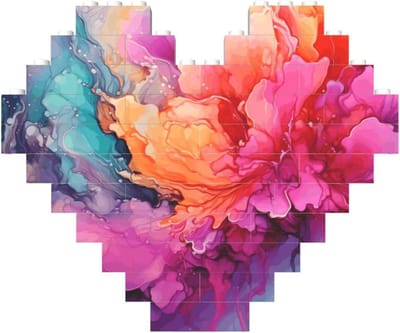 Bouwsteenpuzzel Hart - Blok Puzzel - Decoratie Maken - Gepersonaliseerde Acryl - 12.7 x 10.9 cm - Wit