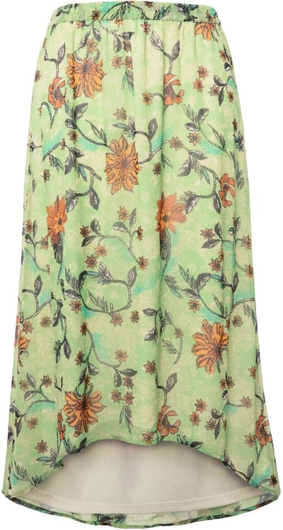 Studio Untold - Dames - Midirok A-lijn chiffon bloemenprint - Lichte munt - Maat 42+