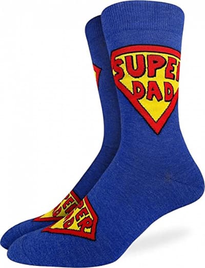 Malinsi® SuperDad Grappige Sokken - Leuke Huissokken Heren - Gekke Cadeaus - Cadeautjes Volwassenen - Funny Socks - Vrolijke Slofsokken met Tekst - Cadeau voor Mannen Papa Vader - Superman Vaderdag Geschenk Kados Vaderdagcadeau Verjaardag