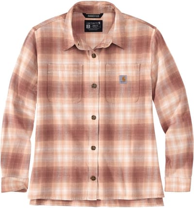 Carhartt Damesoverhemd, middelzware flanel, lange mouwen, geruit, Stucco
