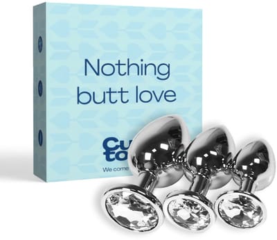 Cupitoys® Metalen buttplug set van 3 - Zilver - Diamant wit - Sex toys voor vrouwen - Sex toys voor mannen - Buttplugs