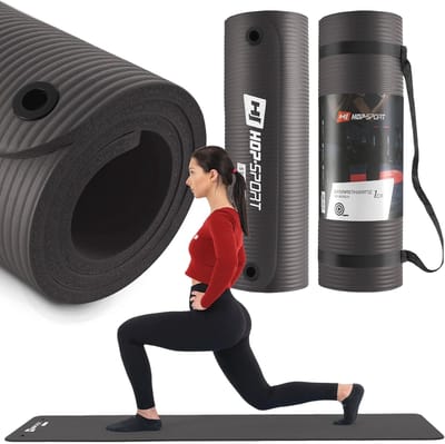 Fitnessmat voor yoga en krachtoefeningen - 180x61x1,5 cm met ophangogen en transporttas