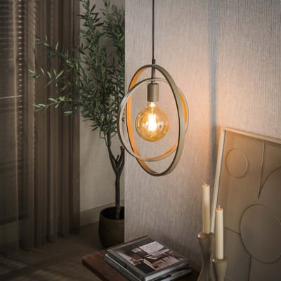 PS-Collection Hanglamp Turn Around 1-lichts - Beige/Metaal - hanglampen eetkamer, hanglamp zwart, hanglampen woonkamer, hanglamp slaapkamer, hanglamp kinderkamer, hanglamp rotan, hanglamp hout, hanglamp industrieel