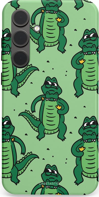 Casetastic hoesje geschikt voor Samsung Galaxy S24 Plus - Dubbellaagse bescherming - Kroko dans - Fashion Case - Mintgroen