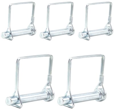 5-delige Fuse Pin Set 10mm x 60mm, Gesplitste Pijp Klemmen met Slot, Vierkante Beugels van Gegalvaniseerd Staal voor Aanhangers, Tractoren en Tuinmachines