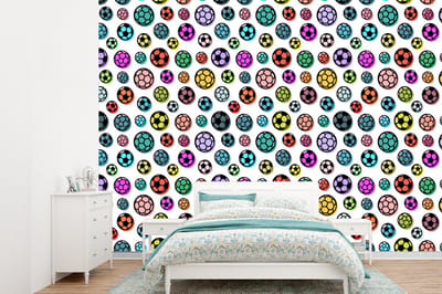 Behang - Fotobehang Patronen - Voetbal - Sport - Jongens - Kinderen - Kids - Breedte 360 cm x hoogte 260 cm