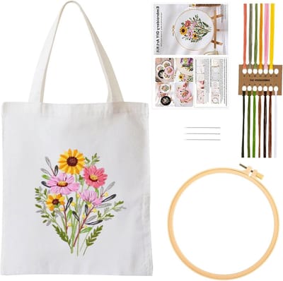 Borduurset volwassenen bloemenpatroon handgemaakte canvas tas kruissteek borduurtas