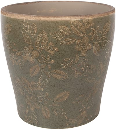 Keramiek Bloempot voor Binnen – Groen – Rustieke Pot – Ø 18 cm – Keramiek