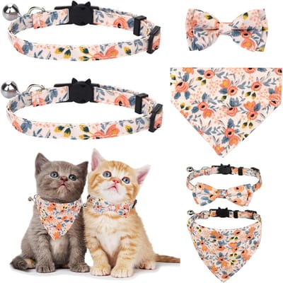 Halsbanden met belletjes - Afneembare vlinderdas Bandana - Verstelbare halsband voor katten en honden