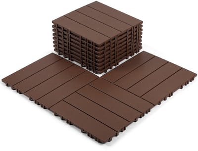 Terrastegels Kunststof Vlondertegels 11 Stuks - 30 x 30 cm 1m² 4 latten - Makkelijke en Snelle Montage - Balkontegels - Onderhoudsvrij - Tuin, Balkontegels - Terrasplanken - Bruin