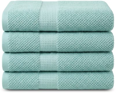 DoubleDry Popcorn Weave Handdoeken 50x90 cm - Set van 4 - 100% Katoen 450 g/m2 - OEKO-TEX Made in Green - Mint