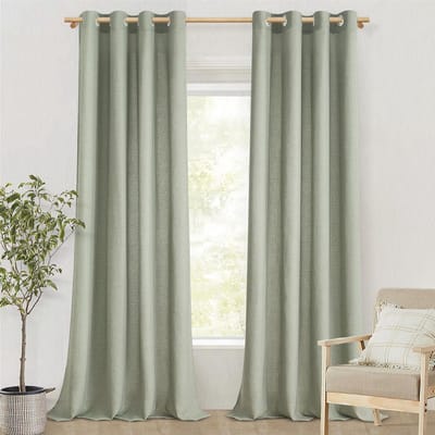 Unyqoos ® Stijlvolle Halftransparante Linnenlook Gordijnen voor Slaapkamer en Woonkamer, Set van 2, 245x140 cm