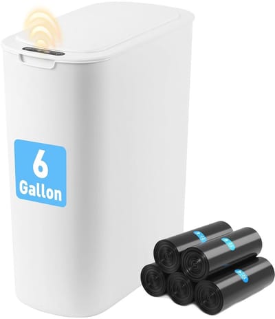 Automatische bewegingssensor prullenbak met deksel - 6 gallon - contactloze vuilnisbak voor badkamer, kantoor, camper en slaapkamer