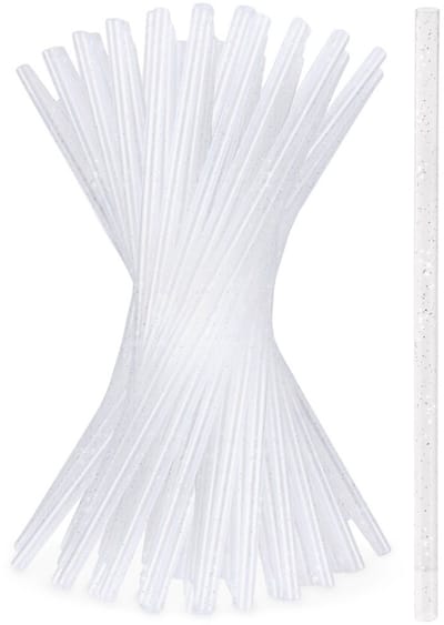 Orion - Drinkrietjes - 22cm - Transparant met Glitters - Herbruikbaar
