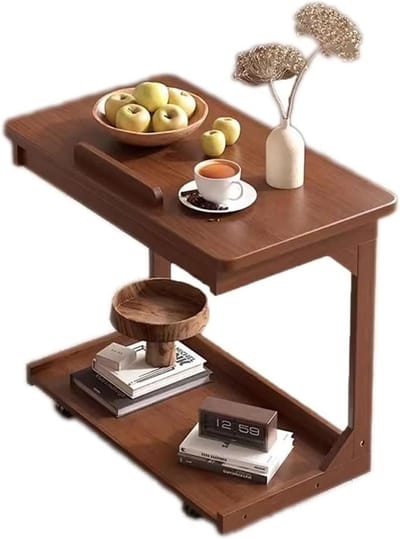 Houten bijzettafel - Eettafel snacktafel - Multifunctioneel gebruik - Massief hout - 40x40x65 cm - Walnoot