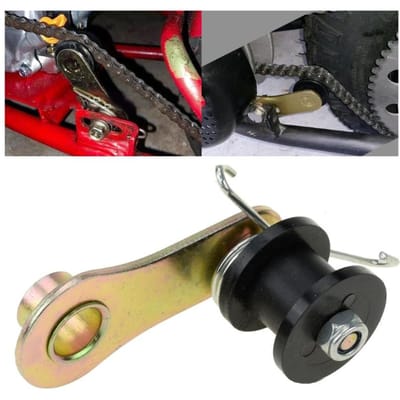 Een set zware kettingrolspanners met veer+rollen, geschikt voor het afstellen van motorfiets-minifietskettingen gray