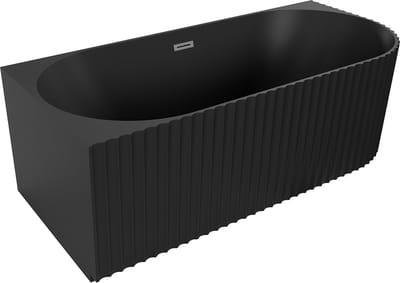 Mexen Gia vrijstaande hoekbadkuip geribbeld links 150 x 75 , zwart mat, overloop gun metal - 52701507571L-95