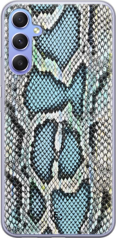 Hoesje geschikt voor Samsung Galaxy A34 - Slangenprint - Soft Case - TPU - Slangenprint - Blauw - ELLECHIQ