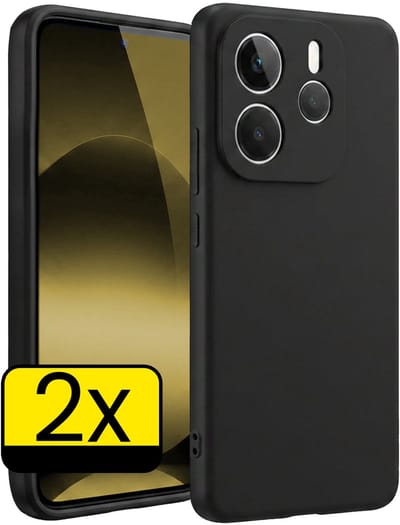 Hoesje - 2 Stuks - Geschikt voor Xiaomi Redmi Note 14 5G - Sterk & Shockproof - Case Siliconen - Back Cover - Telefoon Hoes - Telefoonhoesjes - Zwart