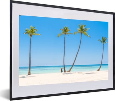 Fotolijst incl. Poster - Zee - Palmbomen - Schaduw - 60x40 cm - Posterlijst