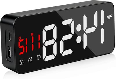 Digitale Wekker Spiegel - LED Klok Tafelklok - Wakker Worden - Instelbare Helderheid - Groot Scherm - Wit Blauw
