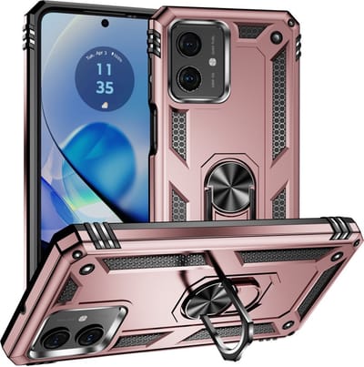 Coverup Hoesje - Geschikt voor Motorola Moto G54 Hoesje - Coverup Ring Kickstand Back Cover - Rose Gold