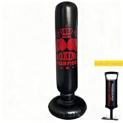 Kelseek bokszak - Boksbal - Kickbokszak - Staand - Opblaasbaar - Sport - Fitness - Training - Sportartikel - 1.6 Meter - PVC - Zwart