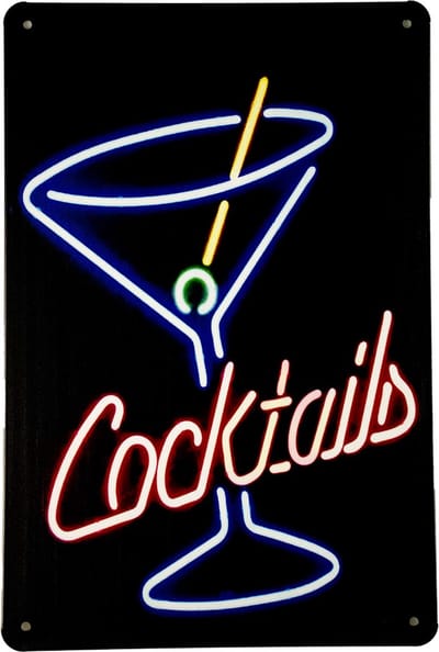 Wandbord - Cocktails - Metalen wandbord - Mancave - Mancave decoratie - Cocktail - Metal sign - Tekst bord - 20 x 30cm - Cadeau - Metalen borden - Wandborden - Decoratie - UV bestendig - Bar decorati