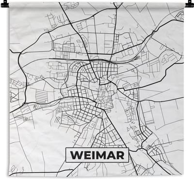 Wandkleed - Wanddoek - Plattegrond - Weimar - Kaart - Stadskaart - 150x150 cm - Wandtapijt