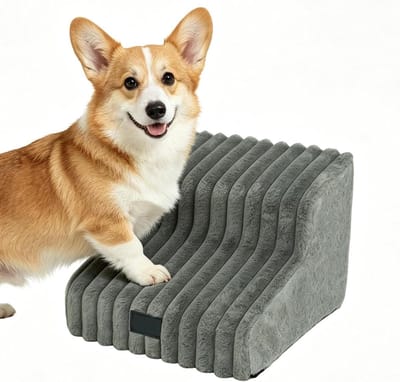 Huisdier Hondenladder - Katten Oprit - Meubels Bereiken - Antislip Treden - 40x40x31cm - Grijs
