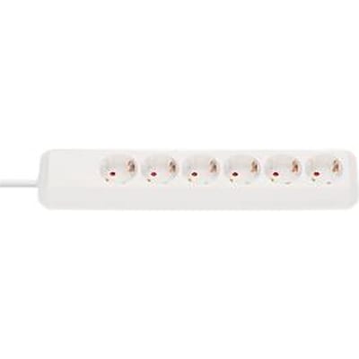 Brennenstuhl Eco-Line 6-stekkerdoos, 45° opstelling, 1,5 m kabel, verhoogde aanrakingsbeveiliging, L 360 x B 80 x D 65 mm, wit