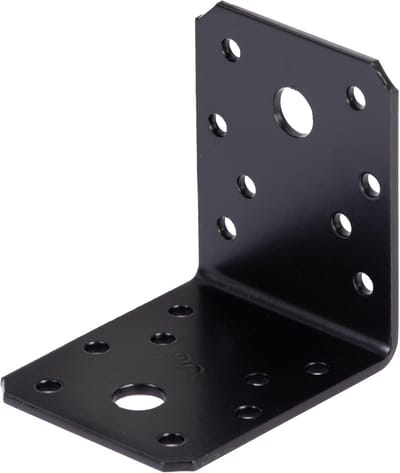 Hoekverbinder - Bevestigingshoek - Houten Balken Verbinding - Verzinkt Staal Zwart Gecoat - 70x70x55 mm - Zwart