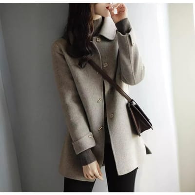 Nieuwe Koreaanse Versie Kleine Casual Jas Dames Korte Wollen Jas Slim Fit Jas Dames Veelzijdig M black