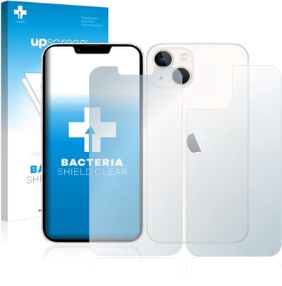 upscreen - Screenprotector voor Apple iPhone 13 (Voor+Achter) - Folie Beschermfolie transparant antibacterieel