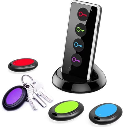 GELLDG Sleutelzoeker - Draadloze RFID-voorwerpenzoeker - Met LED-zaklamp - Geschikt voor het vinden van sleutels, portemonnees, telefoons en huisdieren - RFID-zender - 4 ontvangers