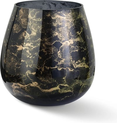 Terroso - Vaas Zwart, Glas Marmer, Elegante, Hoogte 25 cm