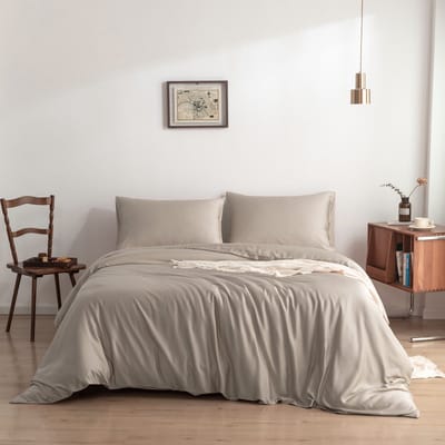 Bamboe dekbedovertrek Soft Taupe beige 140x200 cm –zacht, ademend & duurzaam | Boomba Bamboo®
