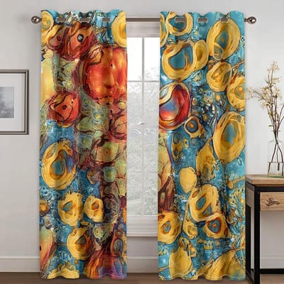 Abstract Rijk kleurenpatroon 3D digitaal bedrukt gordijn woonkamer Slaapkamer huis 90g polyestervezel materiaal gordijn twee panelen W50xH130(CM)x2pcs&Grommet Top