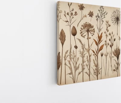 Saammp Canvas Schilderij - Vintage Bloemen - Abstract - 20x20 - Foto op canvas - Wanddecoratie - Muurdecoratie Woonkamer - Kantoor Decoratie