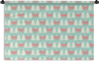 Wandkleed - Wanddoek - Hert - Patroon - Roze - 180x120 cm - Wandtapijt