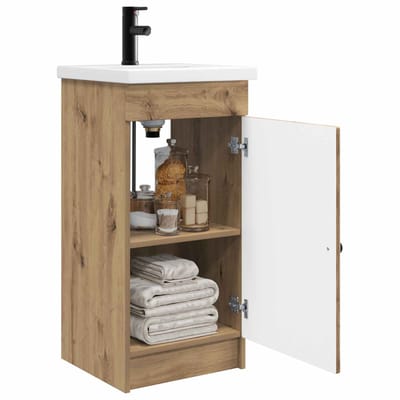 vidaXL - Badkamer - Vanity - met - Wastafel - Artisanaal - eiken - 42 - x - 40 - x - 84,5 - cm