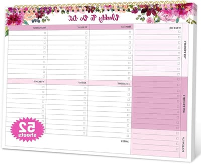Weekplanner Ongedateerd - Notitieblok Plannen - Productiviteit Maximaliseren - 52 Aanpasbare Pagina's - 21.6 x 27.9 cm - Roze