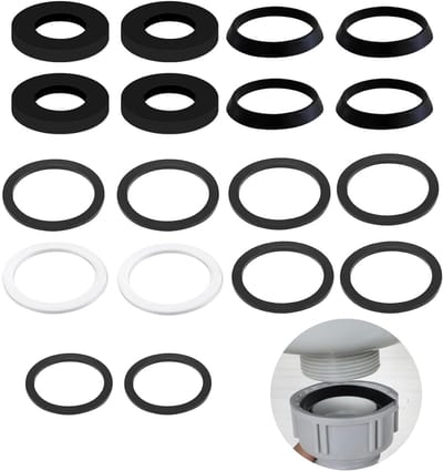 Afdichting keukengootsteen afvoer, 1 1/2 inch sifon afdichtingen set voor 40 mm sifon spoelbak afvoerbuis, 18-delige platte afdichtingen en wigafdichtingen vervanging